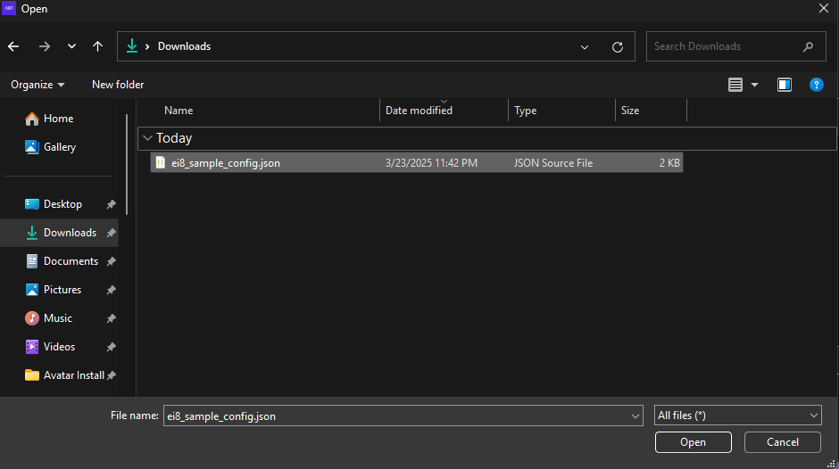 Choose sample config